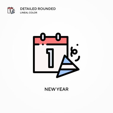Yeni yıl vektör simgesi. Modern vektör illüstrasyon kavramları. Düzenlemesi ve kişiselleştirmesi kolay.