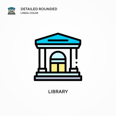 Kütüphane vektör simgesi. Modern vektör illüstrasyon kavramları. Düzenlemesi ve kişiselleştirmesi kolay.