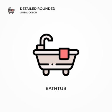 Küvet vektör simgesi. Modern vektör illüstrasyon kavramları. Düzenlemesi ve kişiselleştirmesi kolay.