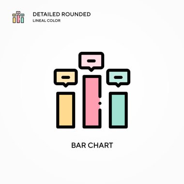 Bar çizelgesi vektör simgesi. Modern vektör illüstrasyon kavramları. Düzenlemesi ve kişiselleştirmesi kolay.