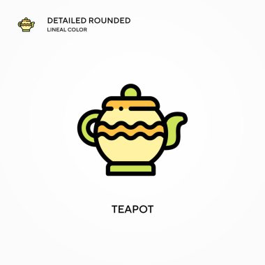 Çaydanlık vektör simgesi. Modern vektör illüstrasyon kavramları. Düzenlemesi ve kişiselleştirmesi kolay.