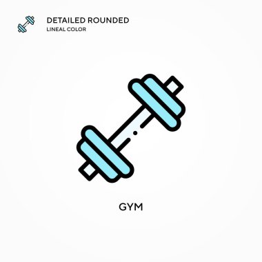 Spor salonu vektör simgesi. Modern vektör illüstrasyon kavramları. Düzenlemesi ve kişiselleştirmesi kolay.