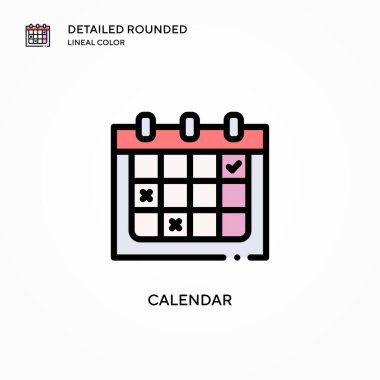Takvim vektör simgesi. Modern vektör illüstrasyon kavramları. Düzenlemesi ve kişiselleştirmesi kolay.