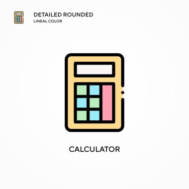Hesap makinesi vektör simgesi. Modern vektör illüstrasyon kavramları. Düzenlemesi ve kişiselleştirmesi kolay.