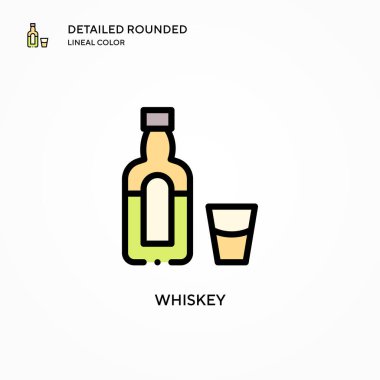 Viski vektör simgesi. Modern vektör illüstrasyon kavramları. Düzenlemesi ve kişiselleştirmesi kolay.