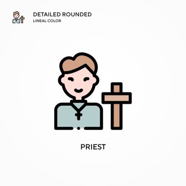 Rahip vektör ikonu. Modern vektör illüstrasyon kavramları. Düzenlemesi ve kişiselleştirmesi kolay.