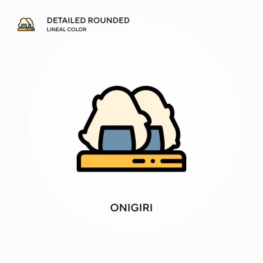 Onigiri vektör simgesi. Modern vektör illüstrasyon kavramları. Düzenlemesi ve kişiselleştirmesi kolay.