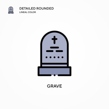Mezar vektör simgesi. Modern vektör illüstrasyon kavramları. Düzenlemesi ve kişiselleştirmesi kolay.