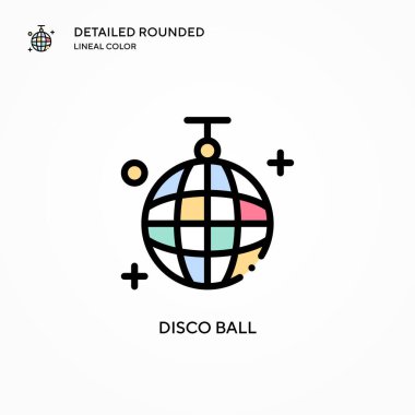 Disko topu vektör simgesi. Modern vektör illüstrasyon kavramları. Düzenlemesi ve kişiselleştirmesi kolay.