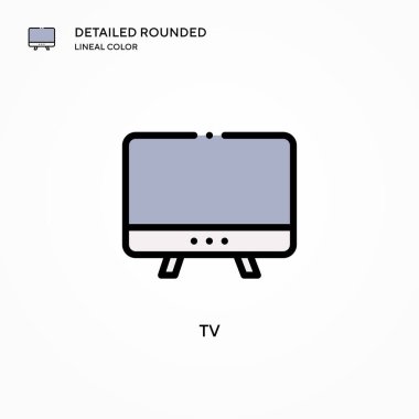 TV vektör simgesi. Modern vektör illüstrasyon kavramları. Düzenlemesi ve kişiselleştirmesi kolay.