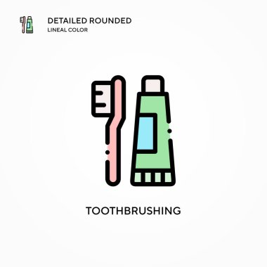 Diş fırçası vektör simgesi. Modern vektör illüstrasyon kavramları. Düzenlemesi ve kişiselleştirmesi kolay.
