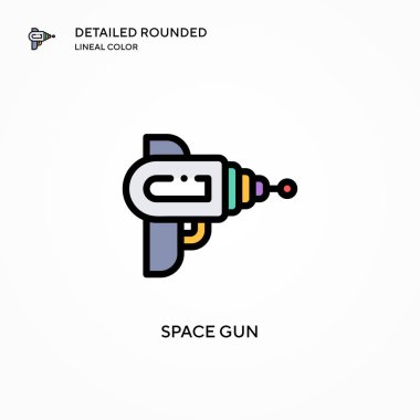 Uzay silahı vektör simgesi. Modern vektör illüstrasyon kavramları. Düzenlemesi ve kişiselleştirmesi kolay.