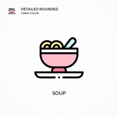 Çorba vektör simgesi. Modern vektör illüstrasyon kavramları. Düzenlemesi ve kişiselleştirmesi kolay.
