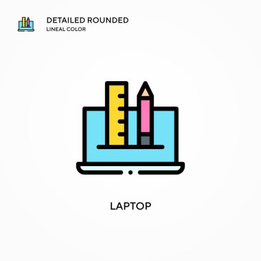 Laptop vektör simgesi. Modern vektör illüstrasyon kavramları. Düzenlemesi ve kişiselleştirmesi kolay.