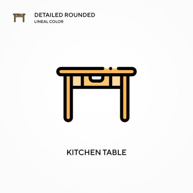 Mutfak masa vektör simgesi. Modern vektör illüstrasyon kavramları. Düzenlemesi ve kişiselleştirmesi kolay.