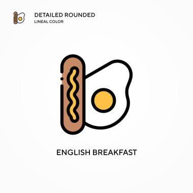 İngiliz kahvaltı ikonu. Modern vektör illüstrasyon kavramları. Düzenlemesi ve kişiselleştirmesi kolay.