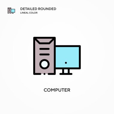 Bilgisayar vektör simgesi. Modern vektör illüstrasyon kavramları. Düzenlemesi ve kişiselleştirmesi kolay.