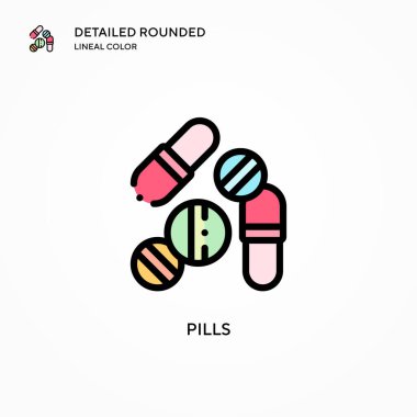 İlaç vektör ikonu. Modern vektör illüstrasyon kavramları. Düzenlemesi ve kişiselleştirmesi kolay.