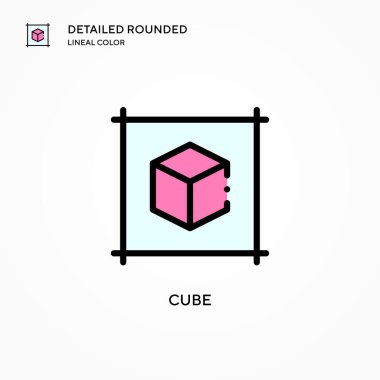 Küp vektör simgesi. Modern vektör illüstrasyon kavramları. Düzenlemesi ve kişiselleştirmesi kolay.