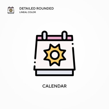 Takvim vektör simgesi. Modern vektör illüstrasyon kavramları. Düzenlemesi ve kişiselleştirmesi kolay.