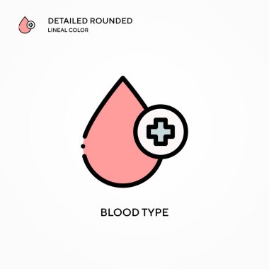 Kan grubu vektör simgesi. Modern vektör illüstrasyon kavramları. Düzenlemesi ve kişiselleştirmesi kolay.