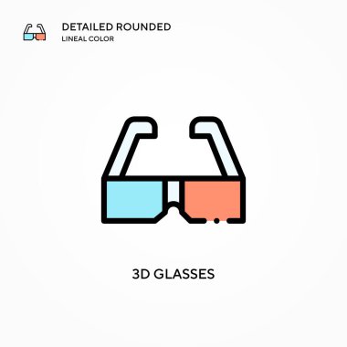 3D gözlük vektör simgesi. Modern vektör illüstrasyon kavramları. Düzenlemesi ve kişiselleştirmesi kolay.