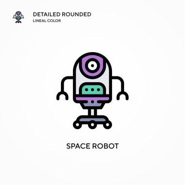 Uzay robotu vektör simgesi. Modern vektör illüstrasyon kavramları. Düzenlemesi ve kişiselleştirmesi kolay.