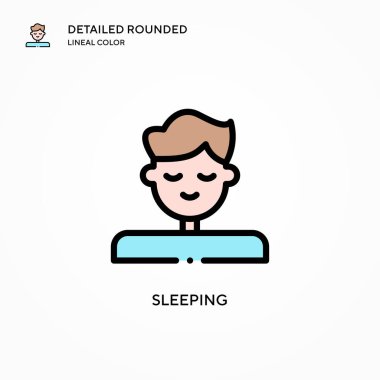Uyuyan vektör simgesi. Modern vektör illüstrasyon kavramları. Düzenlemesi ve kişiselleştirmesi kolay.