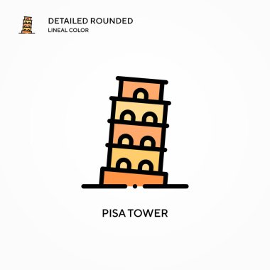 Pisa kule vektör simgesi. Modern vektör illüstrasyon kavramları. Düzenlemesi ve kişiselleştirmesi kolay.