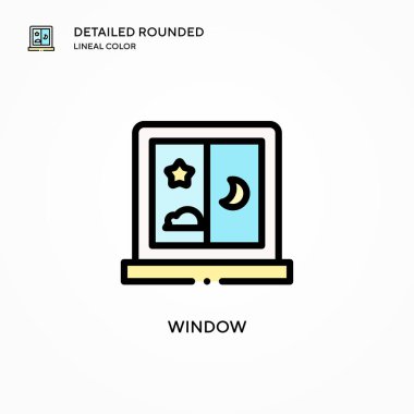 Pencere vektör simgesi. Modern vektör illüstrasyon kavramları. Düzenlemesi ve kişiselleştirmesi kolay.
