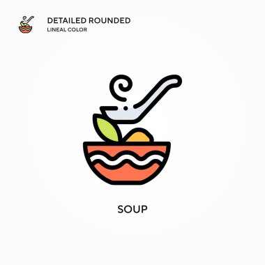 Çorba vektör simgesi. Modern vektör illüstrasyon kavramları. Düzenlemesi ve kişiselleştirmesi kolay.