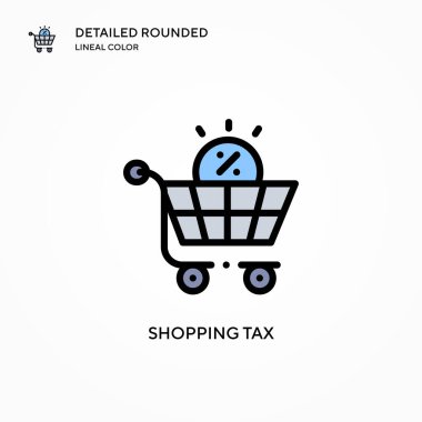 Alışveriş vergisi ikonu. Modern vektör illüstrasyon kavramları. Düzenlemesi ve kişiselleştirmesi kolay.