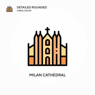Milan katedral vektör ikonu. Modern vektör illüstrasyon kavramları. Düzenlemesi ve kişiselleştirmesi kolay.