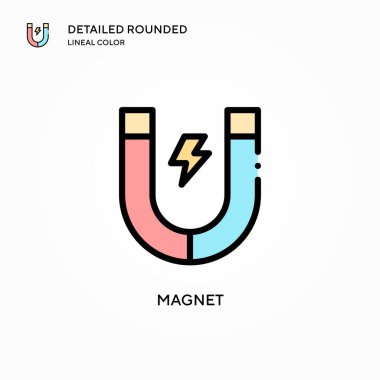 Mıknatıs vektör simgesi. Modern vektör illüstrasyon kavramları. Düzenlemesi ve kişiselleştirmesi kolay.