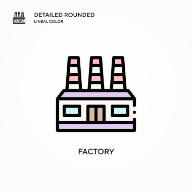 Fabrika vektör simgesi. Modern vektör illüstrasyon kavramları. Düzenlemesi ve kişiselleştirmesi kolay.