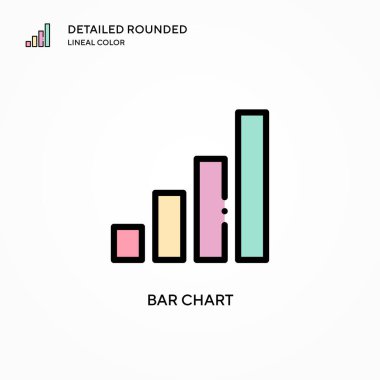 Bar çizelgesi vektör simgesi. Modern vektör illüstrasyon kavramları. Düzenlemesi ve kişiselleştirmesi kolay.