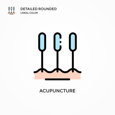 Akupunktur vektör simgesi. Modern vektör illüstrasyon kavramları. Düzenlemesi ve kişiselleştirmesi kolay.