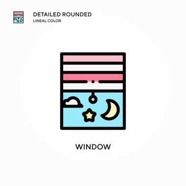 Pencere vektör simgesi. Modern vektör illüstrasyon kavramları. Düzenlemesi ve kişiselleştirmesi kolay.