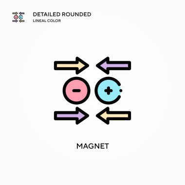 Mıknatıs vektör simgesi. Modern vektör illüstrasyon kavramları. Düzenlemesi ve kişiselleştirmesi kolay.