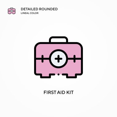 İlk yardım çantası vektör simgesi. Modern vektör illüstrasyon kavramları. Düzenlemesi ve kişiselleştirmesi kolay.