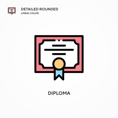 Diploma vektör simgesi. Modern vektör illüstrasyon kavramları. Düzenlemesi ve kişiselleştirmesi kolay.
