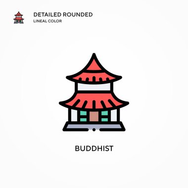 Budist vektör ikonu. Modern vektör illüstrasyon kavramları. Düzenlemesi ve kişiselleştirmesi kolay.