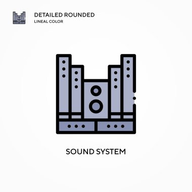 Ses sistemi vektör simgesi. Modern vektör illüstrasyon kavramları. Düzenlemesi ve kişiselleştirmesi kolay.