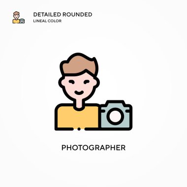 Fotoğrafçı vektör simgesi. Modern vektör illüstrasyon kavramları. Düzenlemesi ve kişiselleştirmesi kolay.