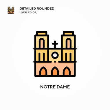 Notre dame vektör simgesi. Modern vektör illüstrasyon kavramları. Düzenlemesi ve kişiselleştirmesi kolay.