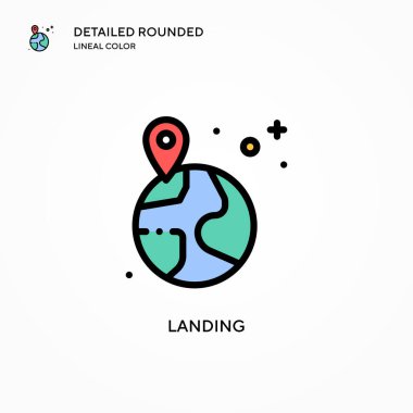 İniş vektörü simgesi. Modern vektör illüstrasyon kavramları. Düzenlemesi ve kişiselleştirmesi kolay.