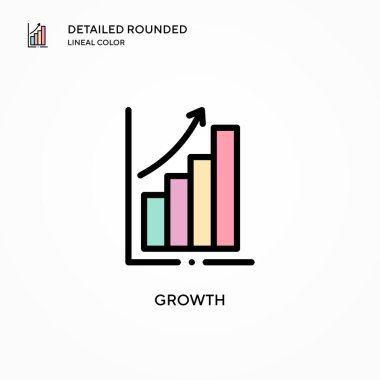 Büyüme vektör simgesi. Modern vektör illüstrasyon kavramları. Düzenlemesi ve kişiselleştirmesi kolay.