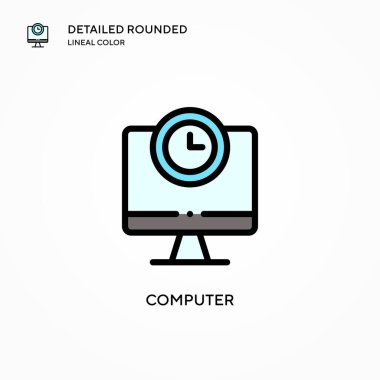 Bilgisayar vektör simgesi. Modern vektör illüstrasyon kavramları. Düzenlemesi ve kişiselleştirmesi kolay.