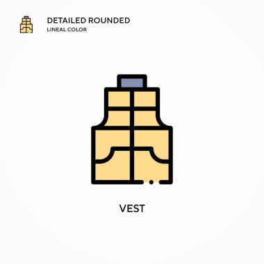 Yelek vektör simgesi. Modern vektör illüstrasyon kavramları. Düzenlemesi ve kişiselleştirmesi kolay.