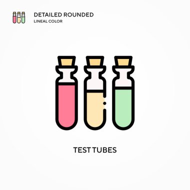 Test tüpleri vektör simgesi. Modern vektör illüstrasyon kavramları. Düzenlemesi ve kişiselleştirmesi kolay.